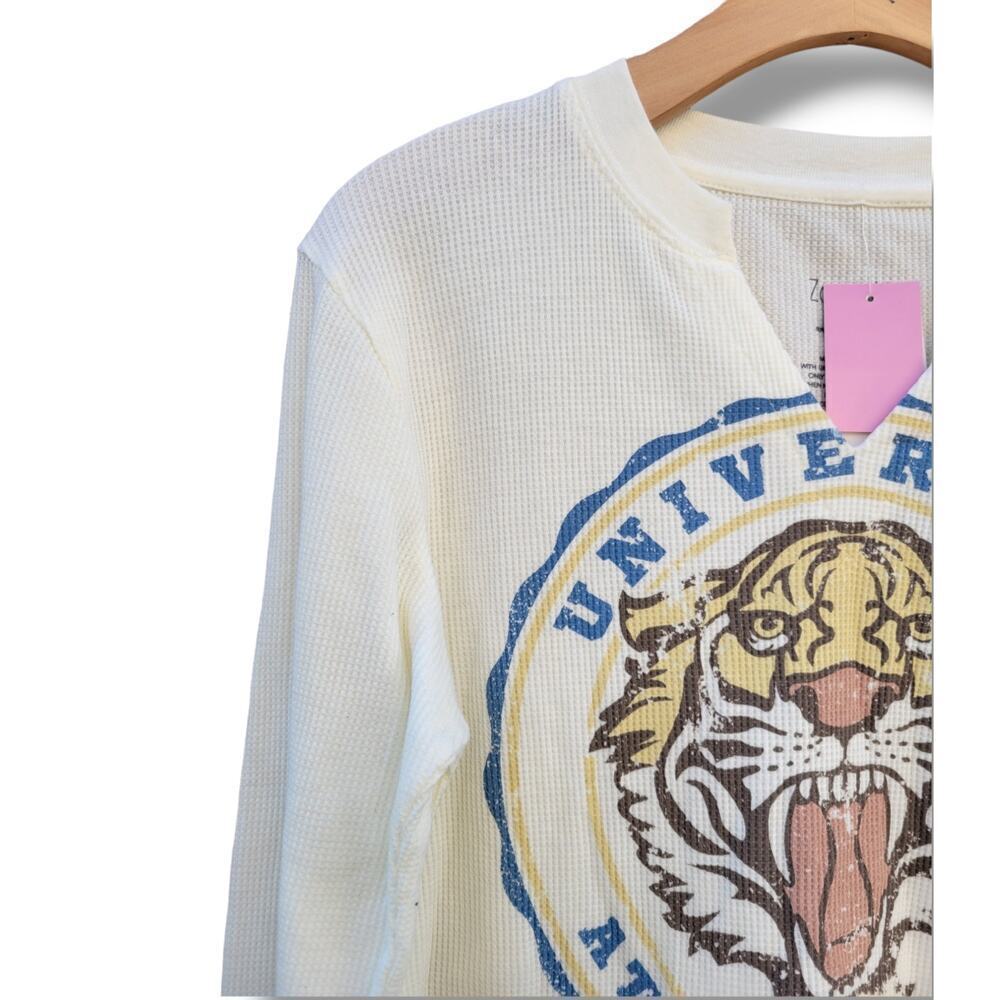 Zoe + Liv women's Long Sleeve Waffle UNIVERSITY ATHLETIC DEPARTMENT shirt - xs - Picture 3 of 7